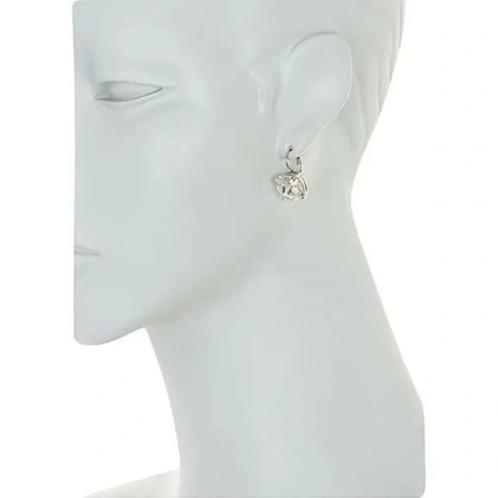 Kate Spade New York Earrings Small Square Leverback Clear Silver Drop Earrings